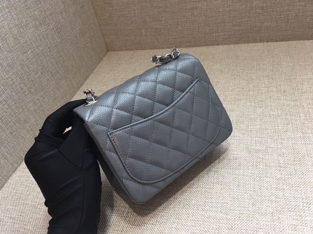 Mini Classic Flap Caviar Bag A01115 Dark Gray/Silver